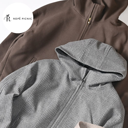ROPÉ PICNICのジャージメルトン無地＆チェックジップアップフーディのイメージ画像